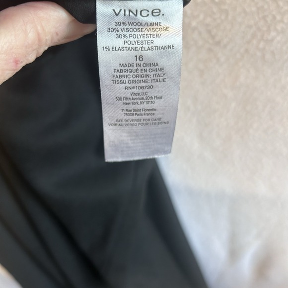 Vince Women Pants 16 Black Italian Wool Blend Wide Leg High Waist 4 Pockets - Picture 7 of 13